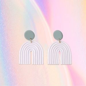 FASHION EARRINGS CLAY RAINBOW WHITE TRENDY CUTE STYLISH